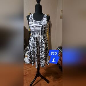 Black and White Daily Prophet  Print Dress